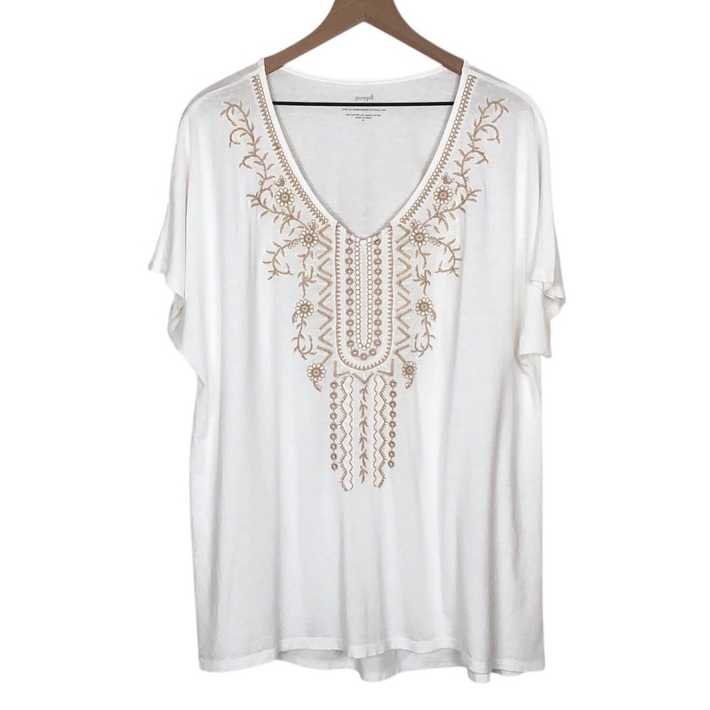 J.Jill Pure Jill Embroidered Elliptical Top Cream Tan